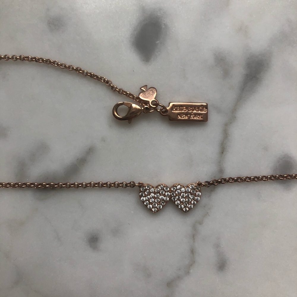 Kate Spade Pavé double-heart pendant necklace